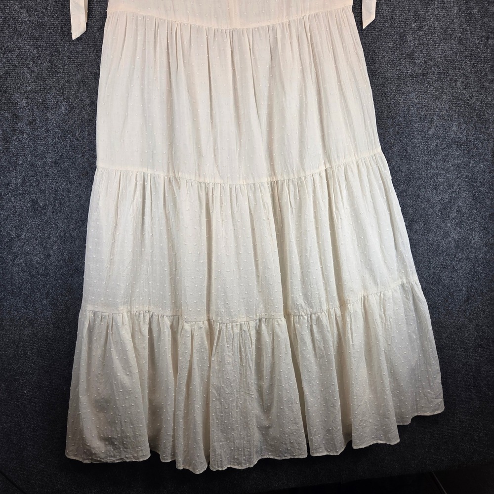 Madewell Cream Tiered Midi Dress with Tie Sleeves - Picture 8 of 16